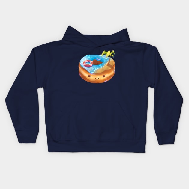 Happy Beach Donut Kids Hoodie by Claire Lin